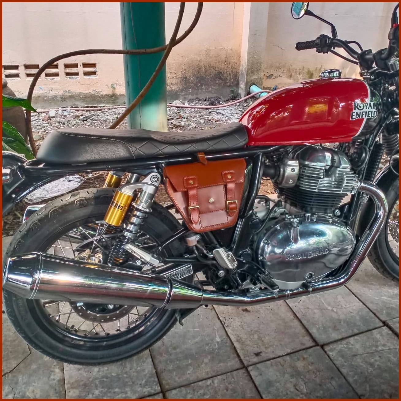 Royal Enfield RE650 Side Bag Genuine leather High Quality for Interceptor 650,Continental GT650 can use Left or Right Side.