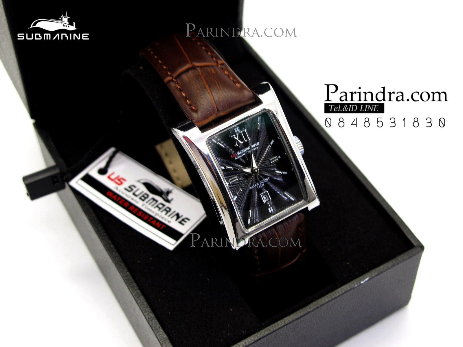 นาฬิกา US Submarine J113L-MD ของแท้ 100 % สายหนังน้ำตาลหน้าปัดดำ คู่