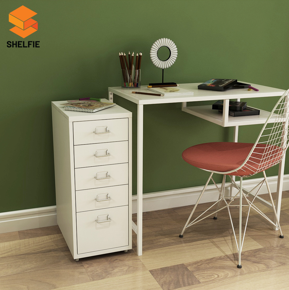 ตู้ลิ้นชักเหล็ก 5 ชั้น : ขนาด ส69cm x ก28cm x ล41 ซม.