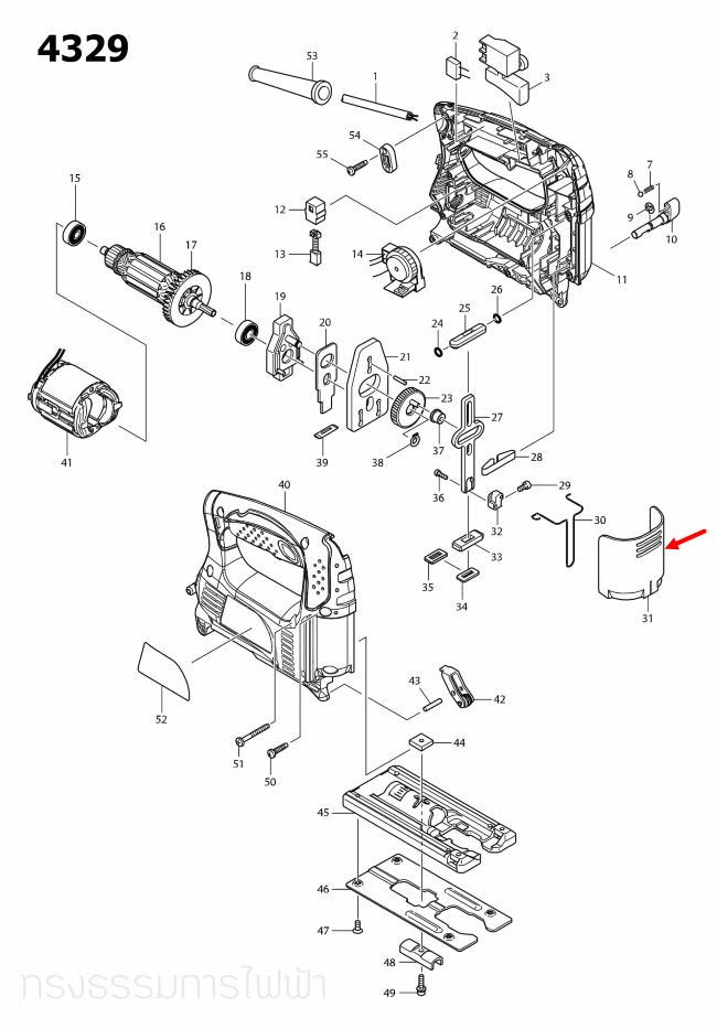 ตัวกันฝุ่น จิ๊กซอว์ Makita มากีต้า 4323 [#4], 4324 [#32], 4327, 4329 [#31] Pn.416476-5 (แท้) ## (*)