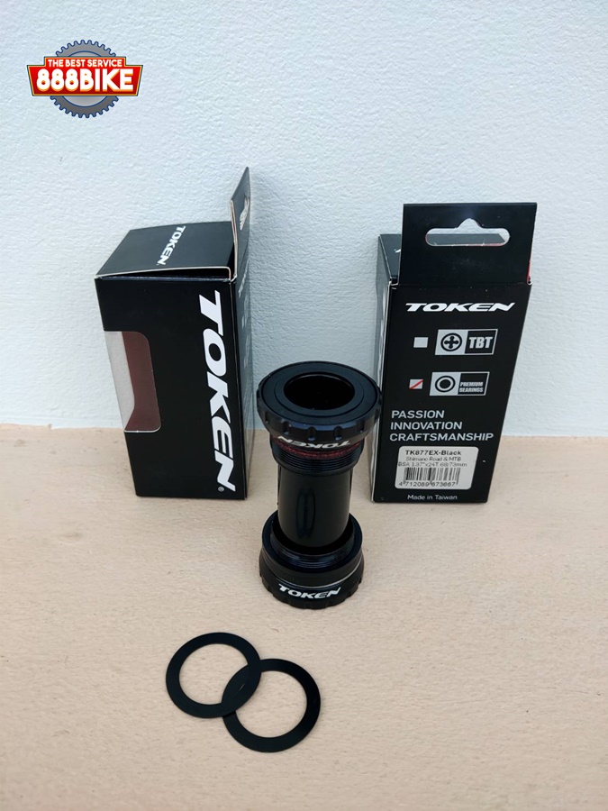 กะโหลกกลวงแบร์ริ่ง TOKEN รุ่น TK877EX เกลียวอังกฤษ Shimano ROAD&MTB BSA1.37"x24T 68/73mm