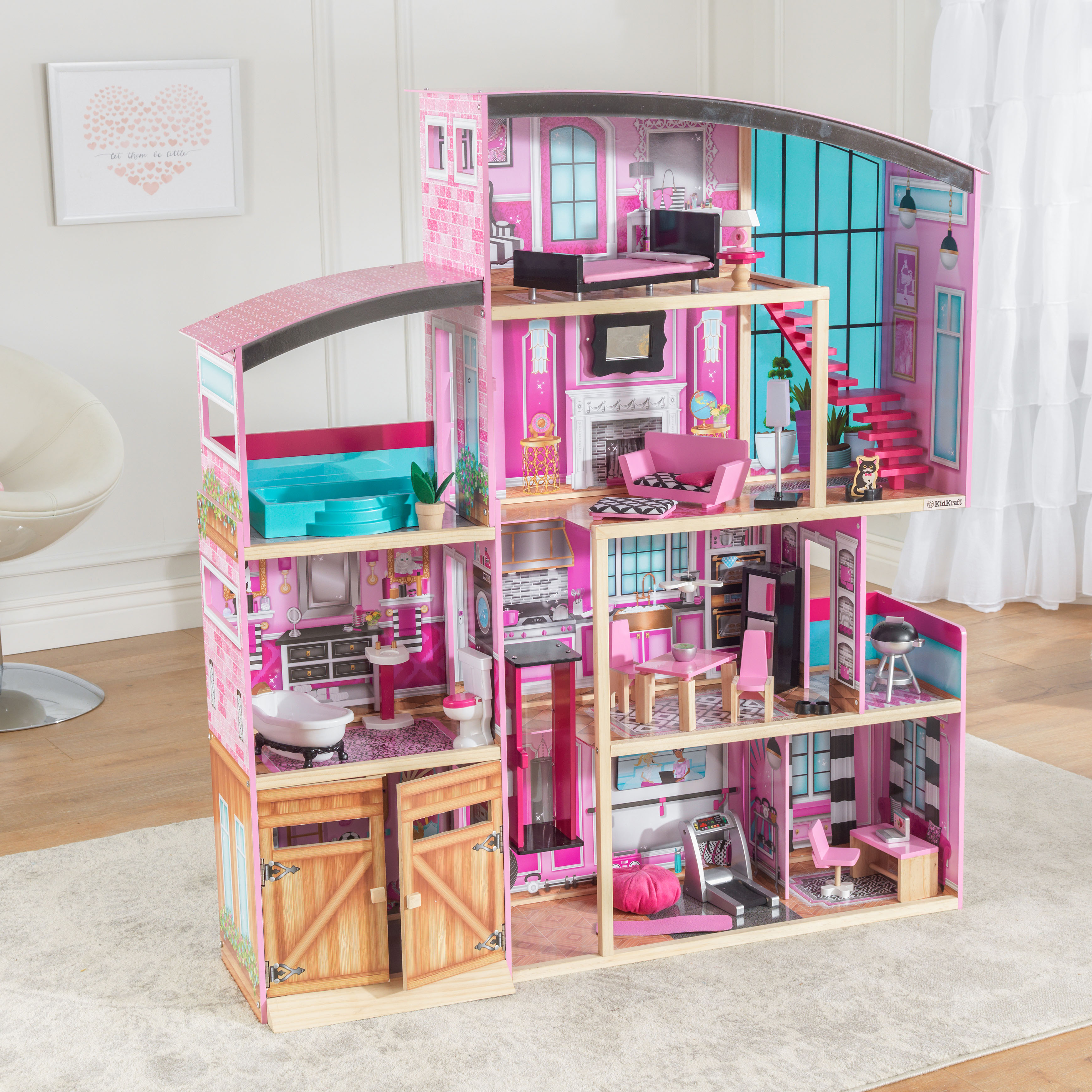 KidKraft Shimmer Mansion Dollhouse บ้านตุ๊กตา คิดคราฟ ชิมเมอร์แมนชั่น หลังใหญ่ มีเสียงและไฟเวลาเล่น