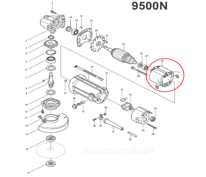 ฟิลคอยล์ หินเจียร Makita มากีต้า N9500N, 9500N (แท้) ##
