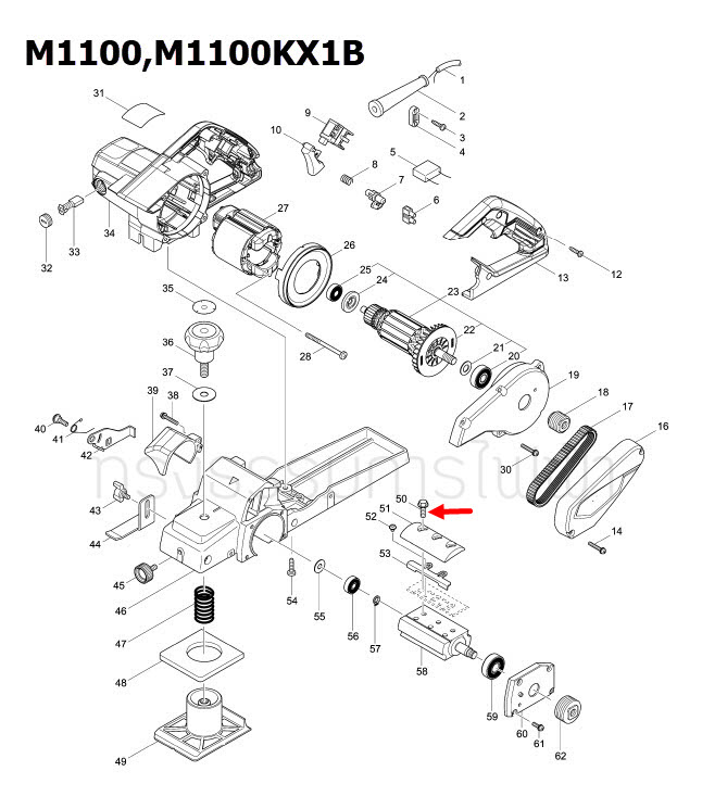 FLANGE HEX BOLT M6X17 กบไสไม้ Makita มากีต้า M1100, M1100KX1B [#50] Pn.265512-2 (แท้) ##