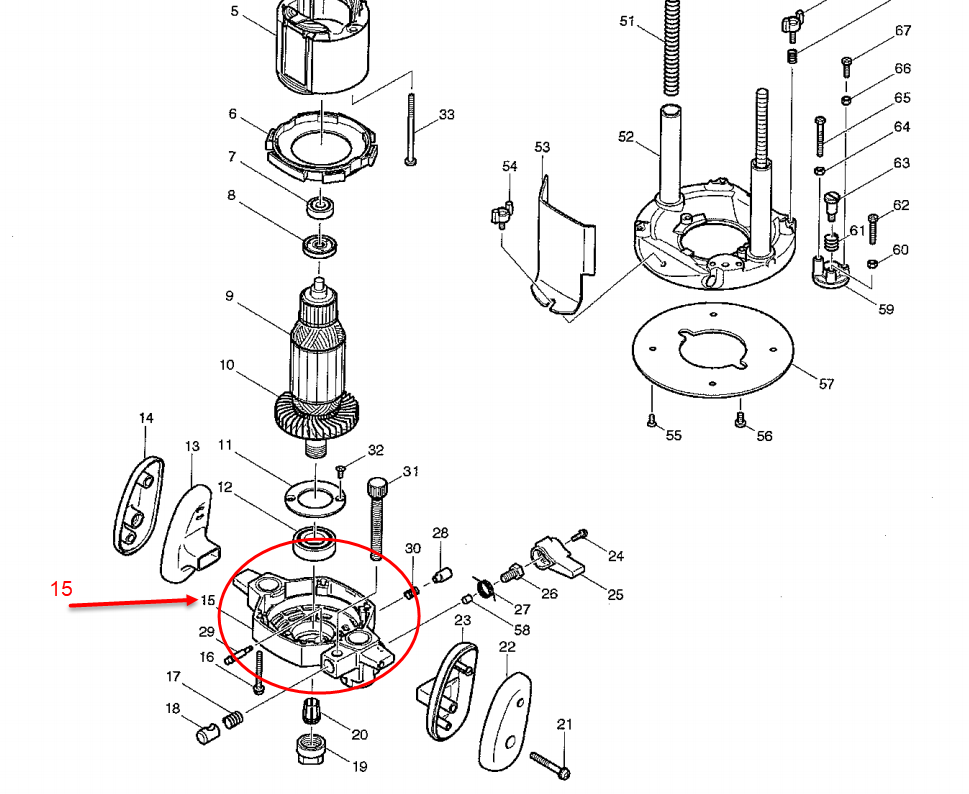 เสื้ออลูมิเนียม เราท์เตอร์ Maktec MT360 [#15] Pn.153765-4 (แท้) ##