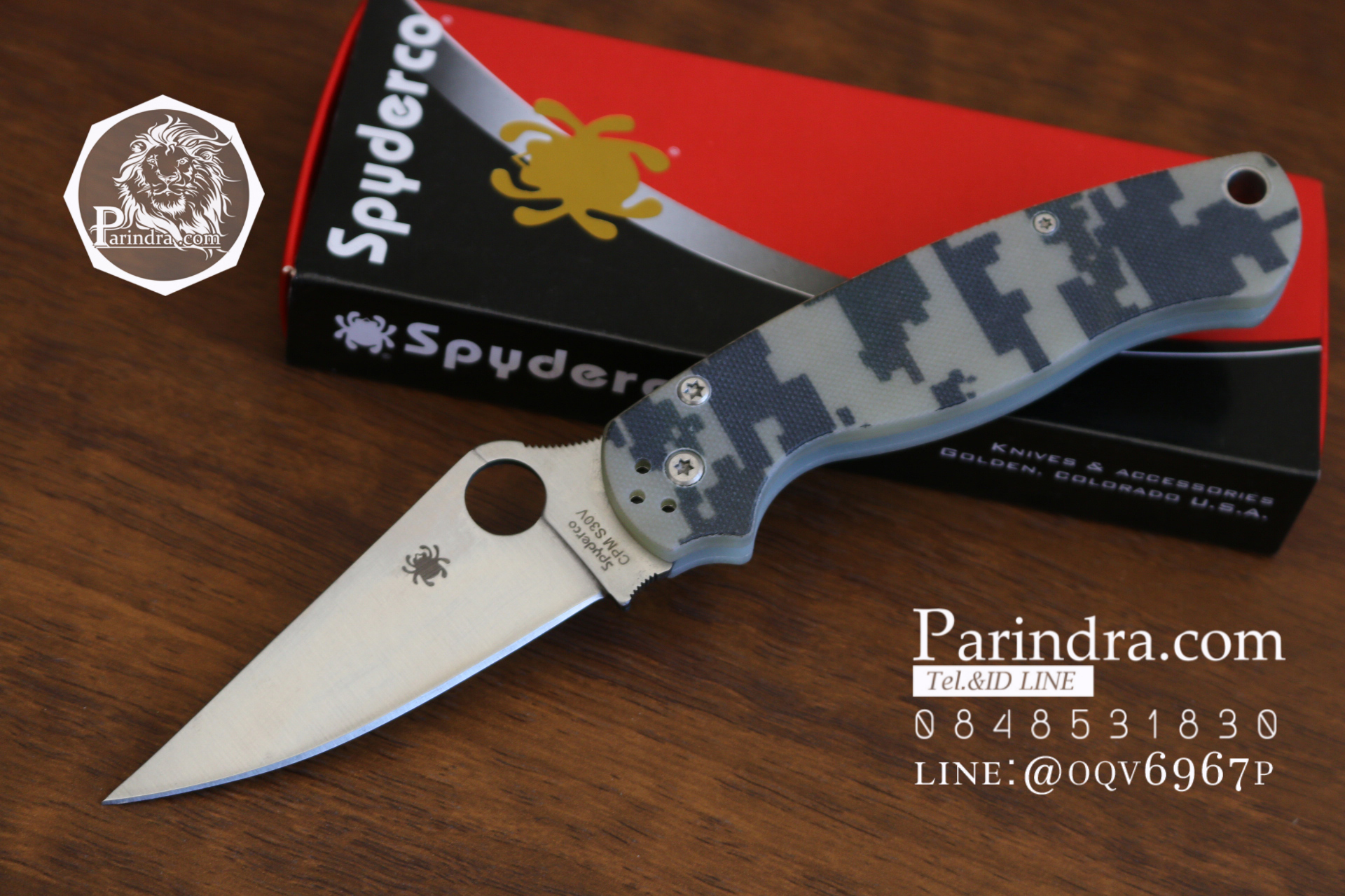 มีดพับ Spyderco รุ่น Paramilitary 2 ด้าม G10 ลายพราง ขนาด 8 นิ้ว (OEM) A++