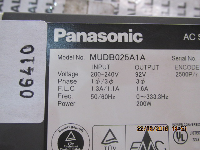 SERVO DRIVE “ PANASONIC ” รุ่น MUDB025A1A