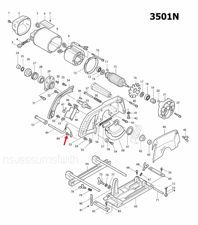 PAN HEAD SCREW M4X8 เครื่องเซาะร่อง, เราท์เตอร์ Makita 3501N [#84], 3701, N3701 [#23] Pn.652014-1 (แท้) ##