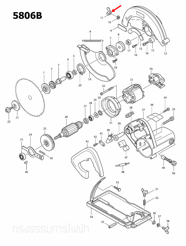 น๊อต เลื่อยวงเดือน Makita 5800NB [#46, 57], 5806B [#5], 5900B [#60], N5900B [#55, #66] Pn.934301-3 (แท้) ##(**)