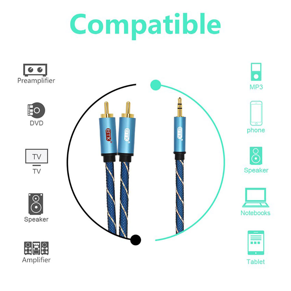 ขาย ERTK RCA TO AUX สายแปลง RCA 2 หัวเป็น AUX 3.5mm