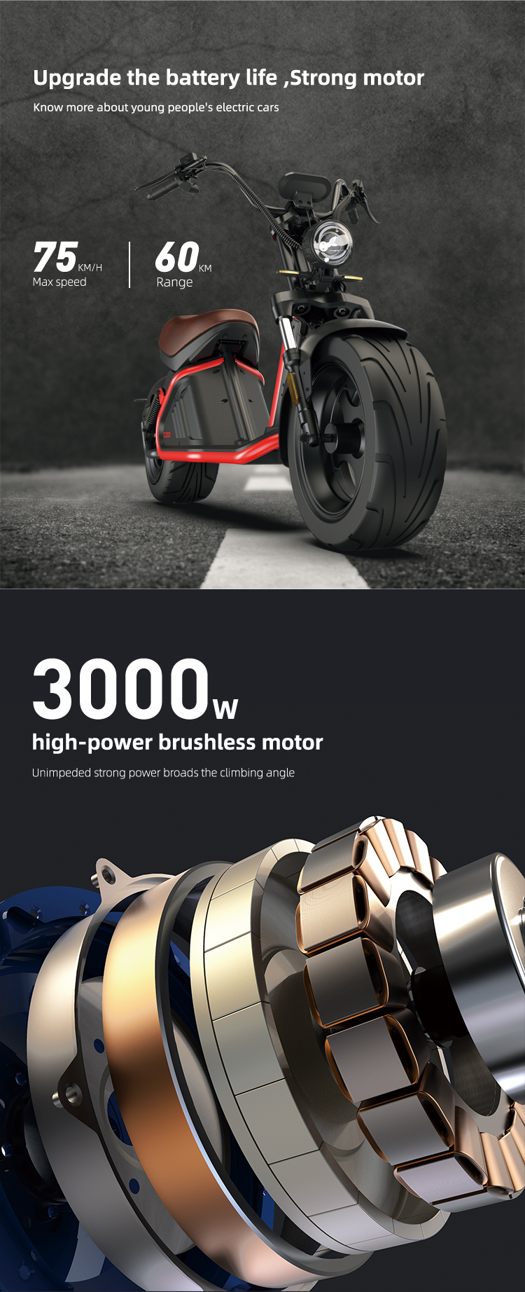 มอเตอร์ไซค์ไฟฟ้า PXID M2 MOTOR-02 สกู๊ตเตอร์ไฟฟ้า ความแรง 1500-3000 วัตต์, ECC/COC 2023