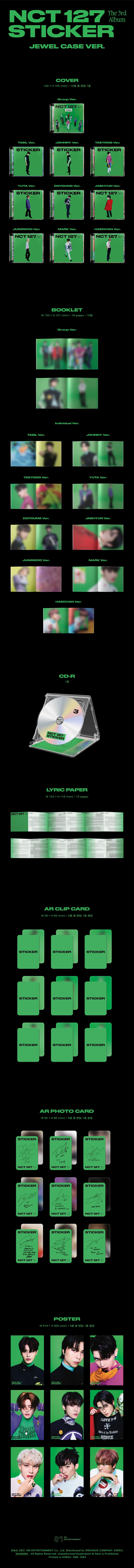 อัลบั้ม #NCT127 - [Sticker] (Jewel Case Ver.) Random Ver. + Poster (ปิดรอบ 2021-09-20)