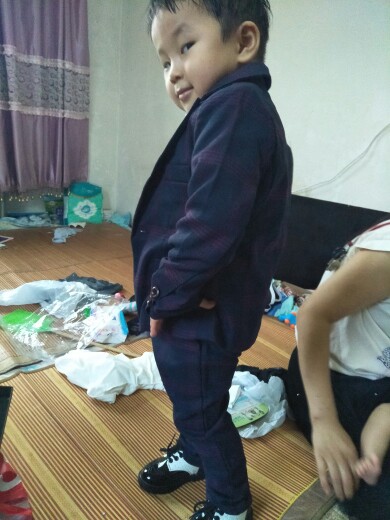 Pre-order ชุดสูทเด็กชาย สีม่วงลายตาราง แบบเท่น่ารัก