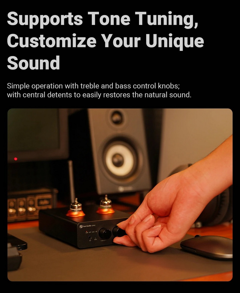 Fosi Audio GR40 Bluetooth DAC/AMP หลอดแก้วตั้งโต๊ะ ปรับเบส แหลมได้ ประกันศูนย์ไทย