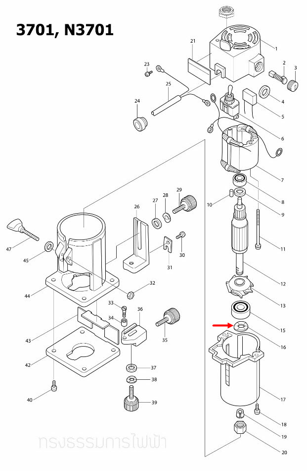 WAVE WASHER 23 เราท์เตอร์ Makita-มากีต้า 3701, N3701 [#16] Pn.253905-5 (แท้) ##