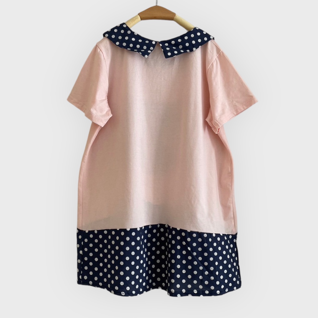 เสื้อยืดลายแมวแต่งชายผ้าฝ้ายลายจุด