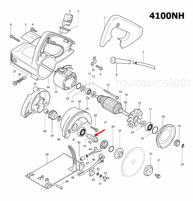 แกนเฟือง เครื่องตัดคอนกรีต Makita มากีต้า 4100NB [#41], 4100NH [#43] Pn.321197-5 (แท้) ##