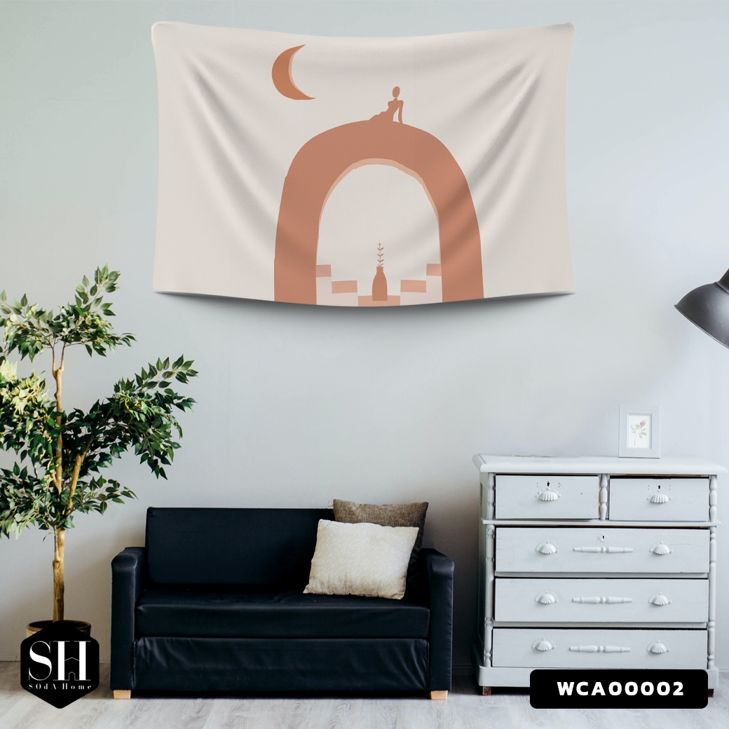 ผ้าติดผนัง ผ้าแขวนผนัง ผ้าตกแต่ง The Moon Forgets WCA00002 #SOdAhome #SOdAPrintinG #WallCloth