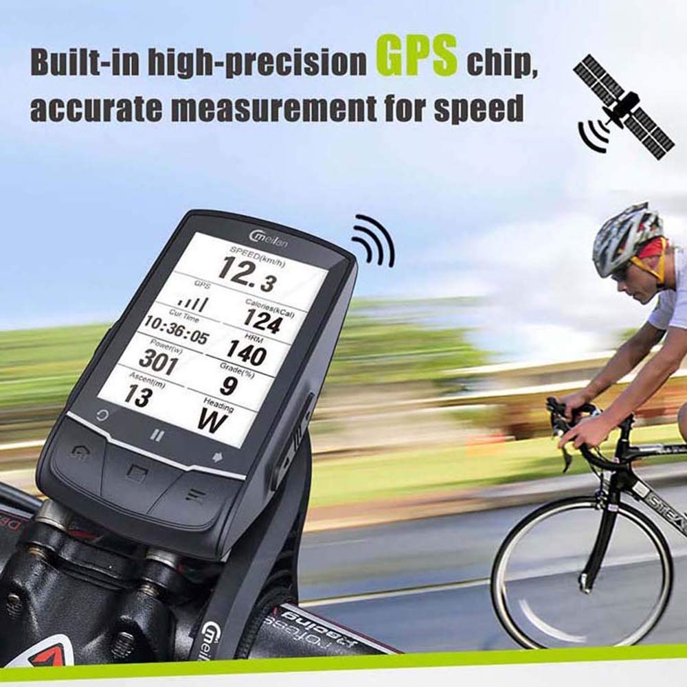 ไมล์จักรยาน Meilan M1 GPS Cycling/Bike Computer Navigation Speedometer, Heart Rate and Power Compatible เมนูภาษาไทย