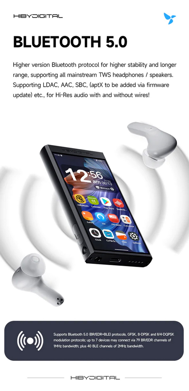 Hiby Digital M300 เครื่องเล่นเพลง Android พกพา มี Playstore มีลำโพงในตัว รองรับ Hires + Hires Wireless