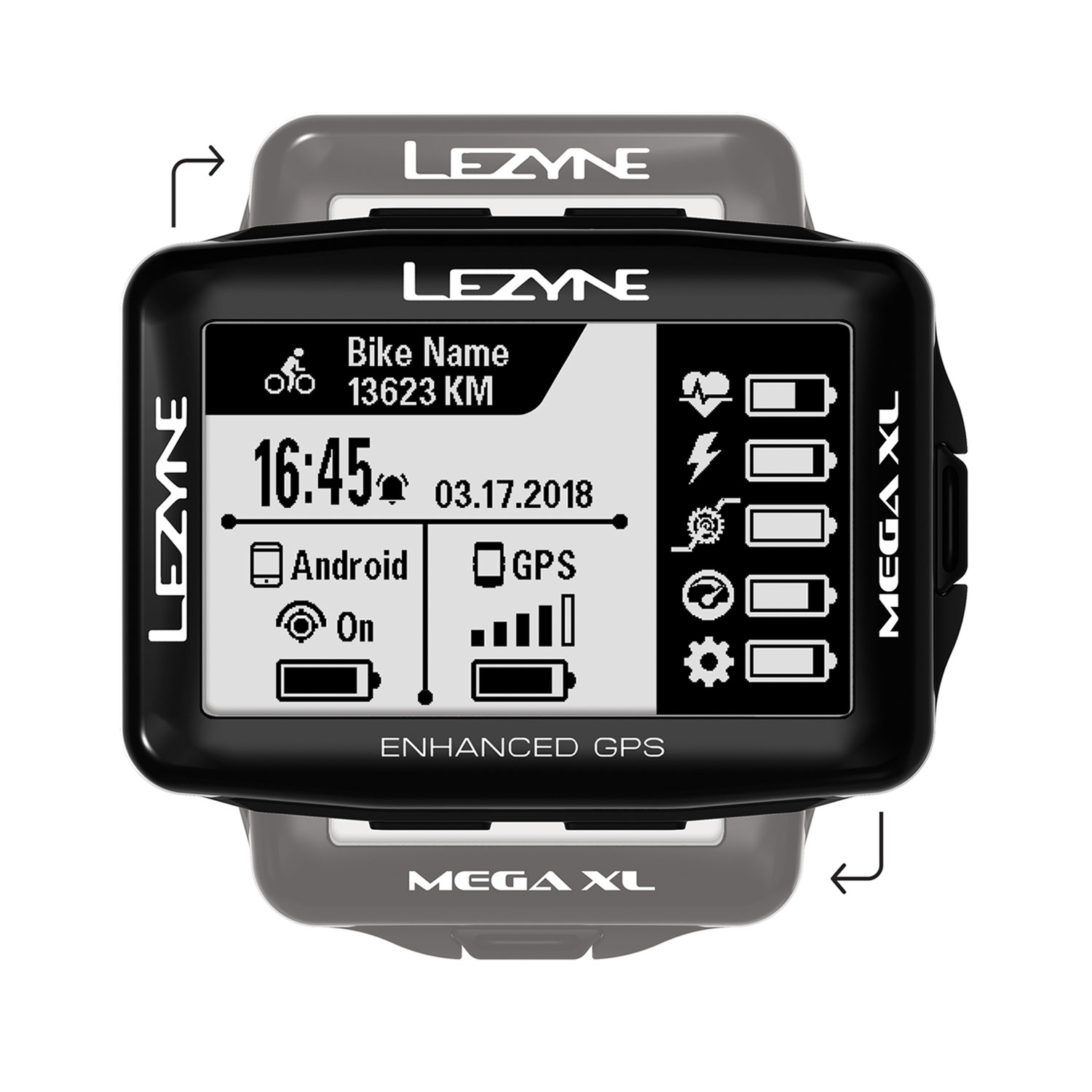 ไมล์ LEZYNE Mega XL GPS แสดงผลชัดเจน ทั้งแนวตั้งและแนวนอน หน้าจอ 2.7นิ้ว เชื่อมต่อได้ทั้ง Bluetooth