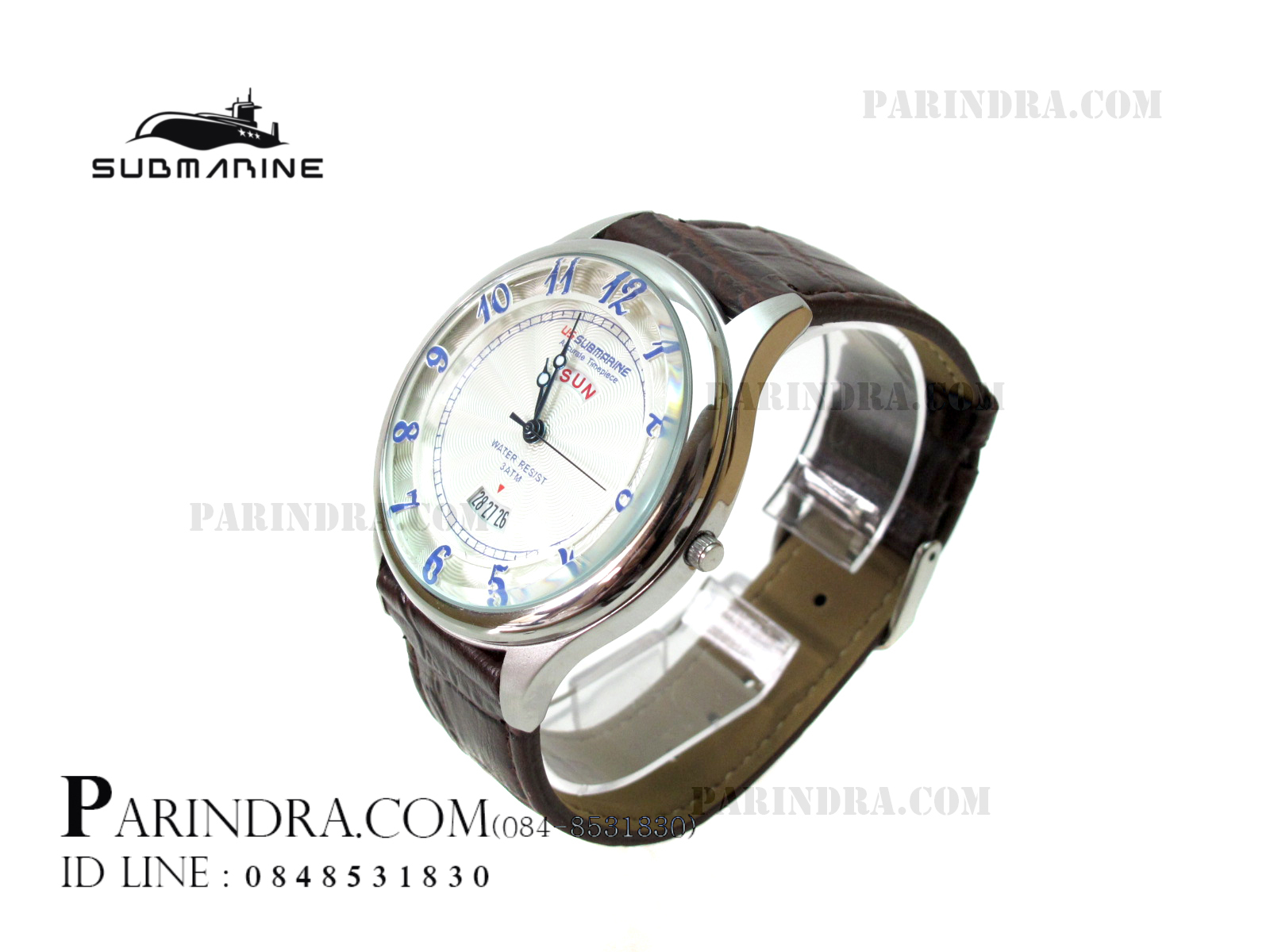 นาฬิกา US Submarine J105MDD หน้าปัดขาวขอบเงิน