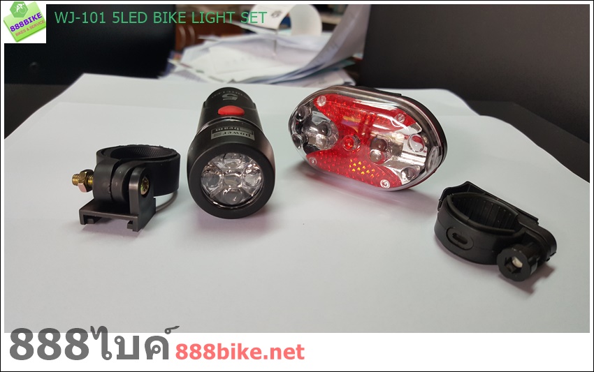 ชุดไฟหน้า+ไฟท้าย จักรยาน 5 LED Front Light, WJ-101-ไฟชุด