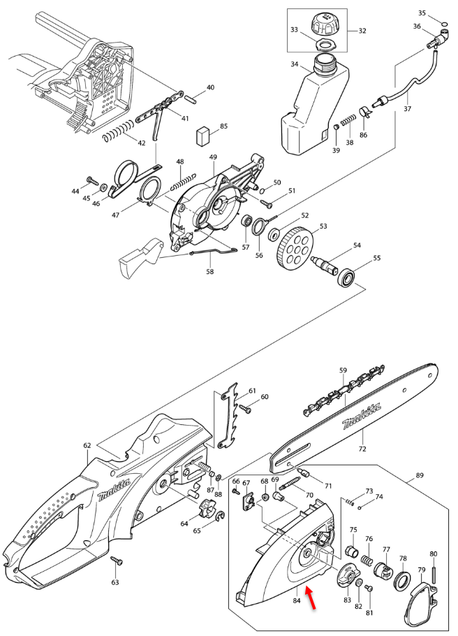 SPROCKET COVER COMPLE Makita UC3020A1 [#84] Pn.154761-5 (แท้) ##(*)
