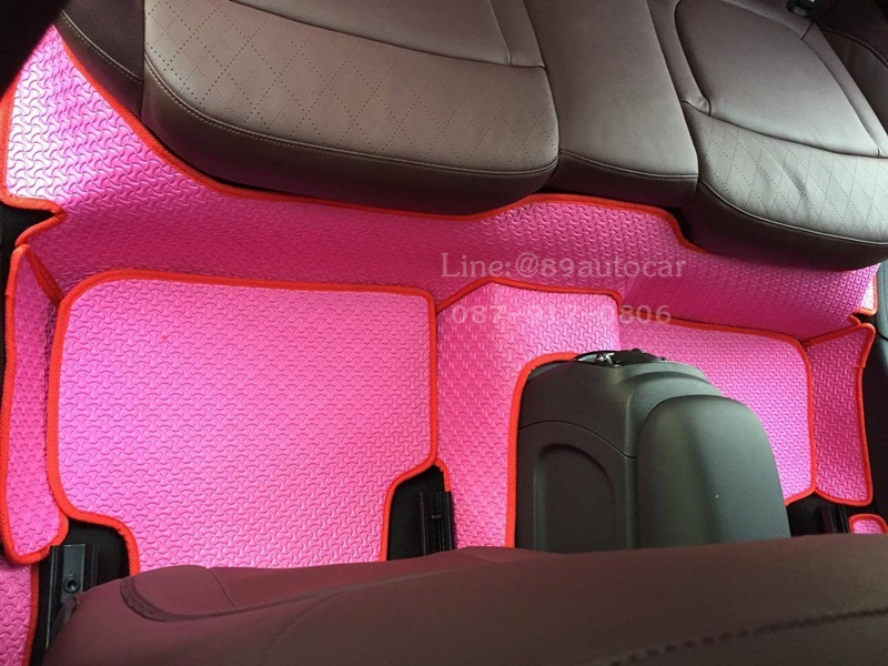 ขายยางปูพื้นรถเข้ารูป Mini Cooper Clubman 2016 ลายจิ๊กซอร์สีชมพูขอบชมพู+ท้าย
