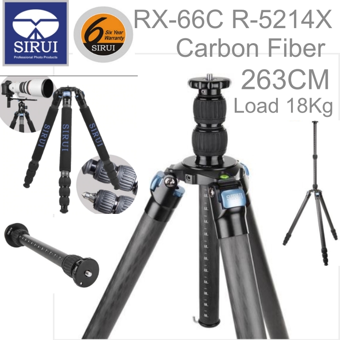 ขาตั้งกล้อง Sirui RX-66C R-5214XL Carbon Fiber 263cm Load18-30Kg ประกันศูนย์ 6 ปี