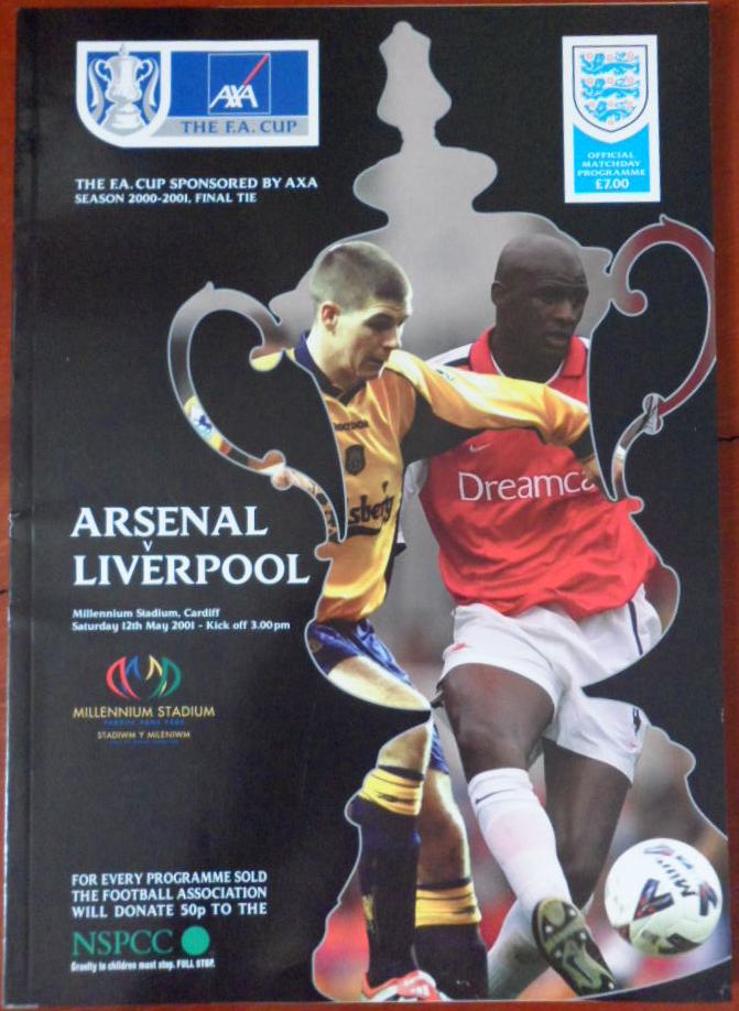 หนังสือโปรแกรม ฟุตบอล เอฟเอ คัพ รอบชิงชนะเลิศ 2001 - ลิเวอร์พูล vs อาร์เซนอล 12/05/01 ใหม่ / FA CUP Final 2001 Matchday Programme - LIVERPOOL vs ARSENAL 12/05/01 NEW