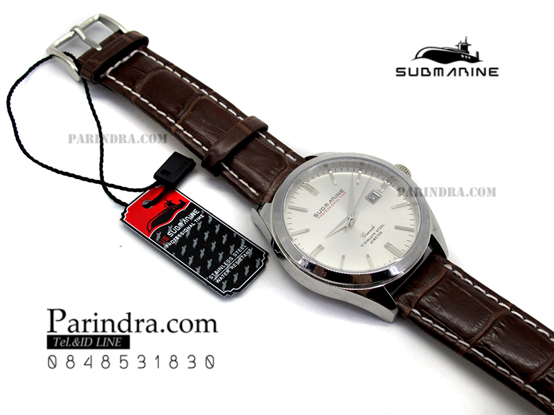 นาฬิกา US submarine Pro.รุ่น SUB203M สายหนังสีน้ำตาล-ขาว