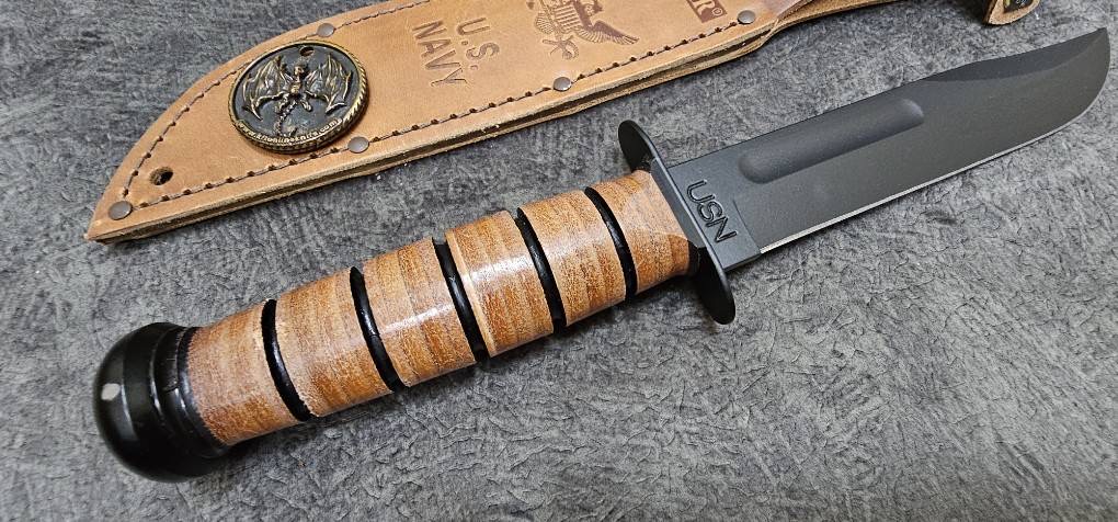 Ka-Bar Bowie US Navy Operation Iraqi Freedom Fixed Blade Knife (7" Black)