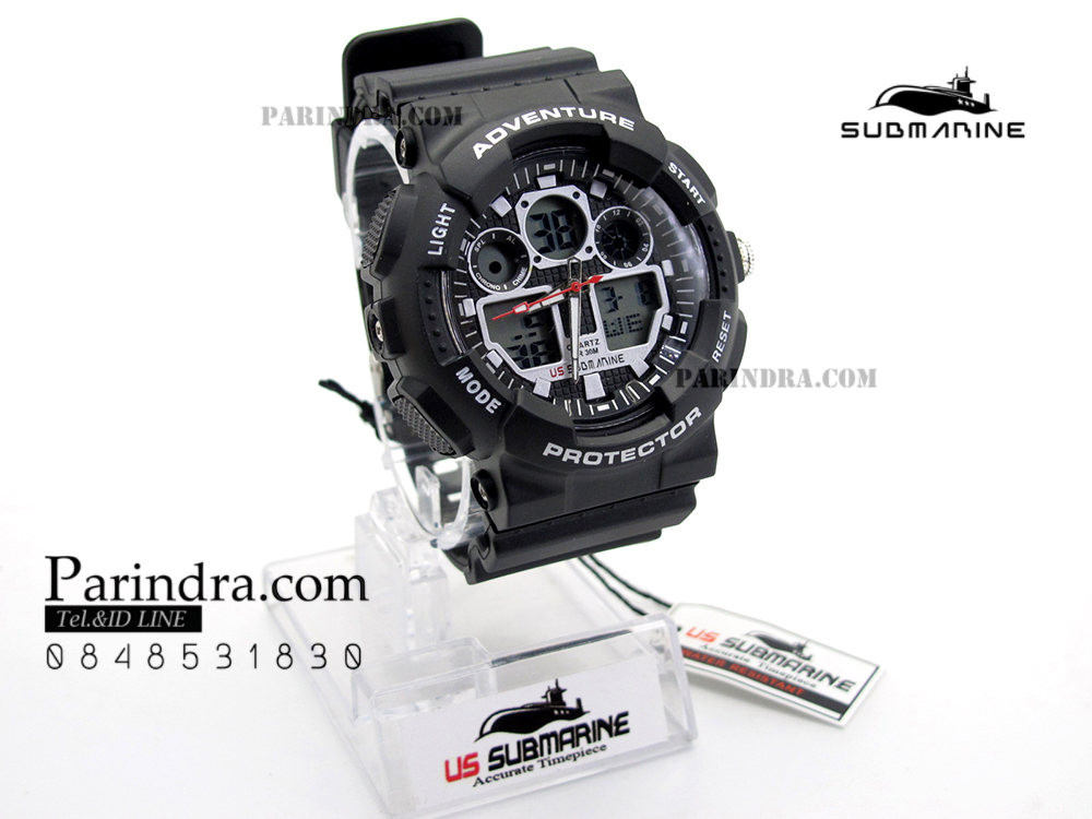 นาฬิกา US submarine Adventure Protector รุ่น TP3129M สีดำตัดเทา พื้นหลังเทา