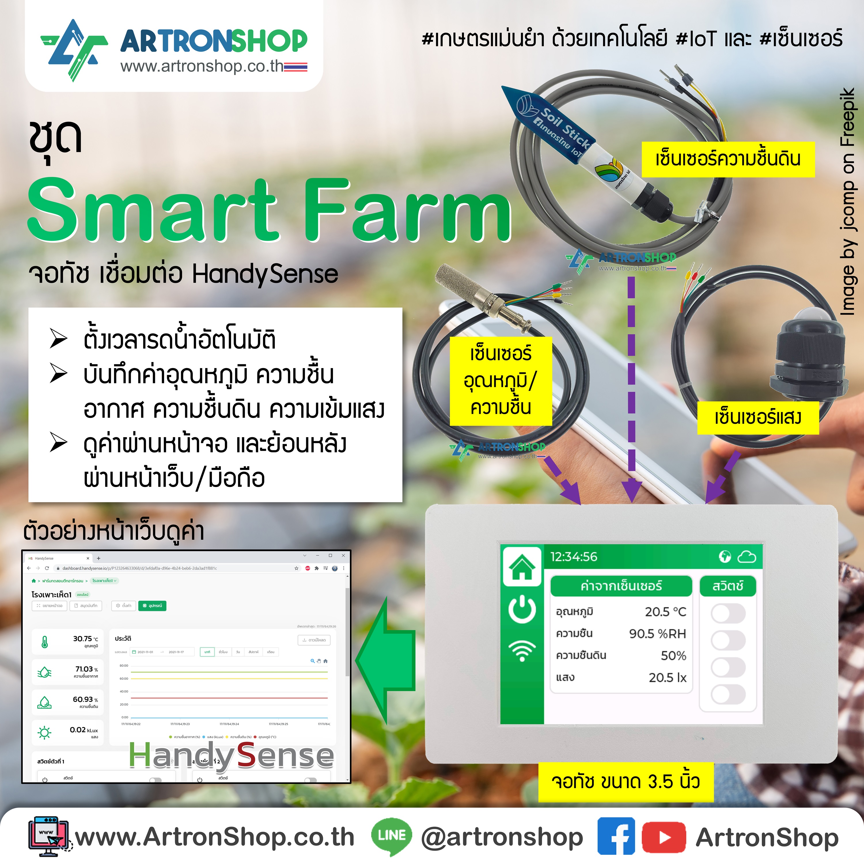 ชุดสมาร์ทฟาร์มจอทัช HandySense พร้อมใช้งาน