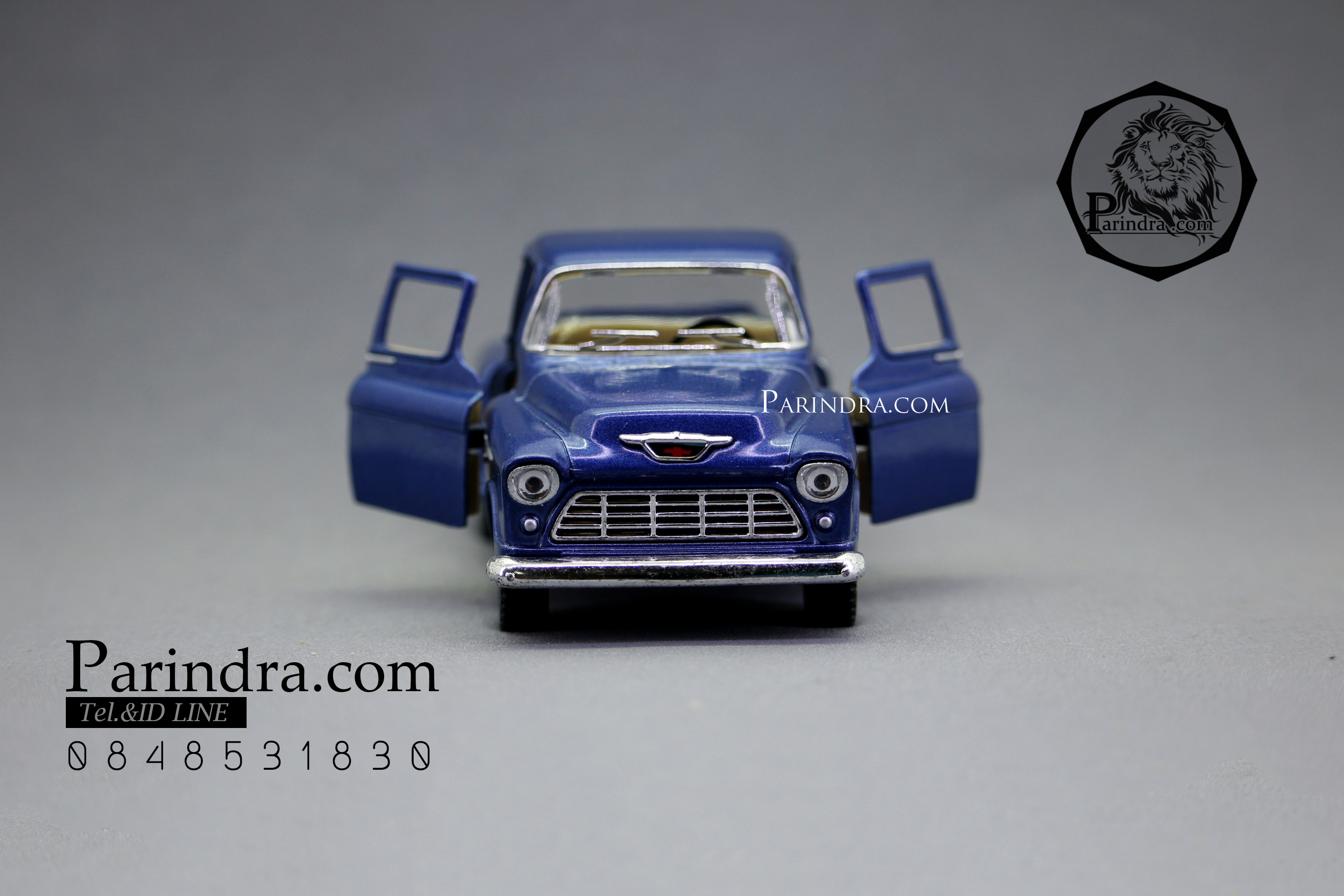 โมเดลรถเหล็กรถจำลอง CHEVROLET Chevy Stepside Pick-up 1955 สีน้ำเงิน