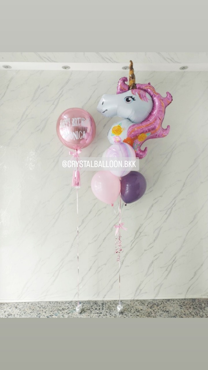 ลูกโป่ง วันเกิดเด็ก ฟอยล์กลม USA สีชมพู ขนาด 18" พร้อม ช่อลูกโป่งฟอยล์ Unicorn ช่อ 5 ลูก 1 ช่อ,ลูกโป่งลายหิน USA 1 ลูก พร้อมตกแต่ง สามารถเปลี่ยนสีลูกโป่ง/เปลี่ยนข้อความ/เปลี่ยนสี-ฟอยล์ตกแต่งได้