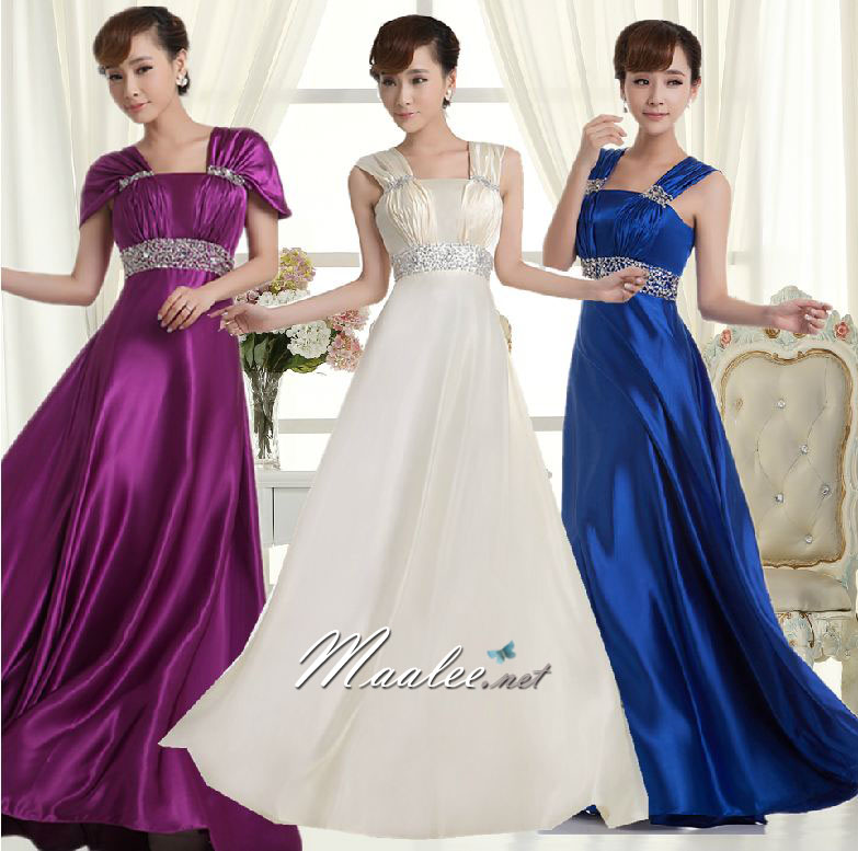 พร้อมส่ง ชุดราตรียาว สีครีม Champagne แบบเรียบหรู ปิดไหล่-เปิดไหล่ ได้ 2 แบบ