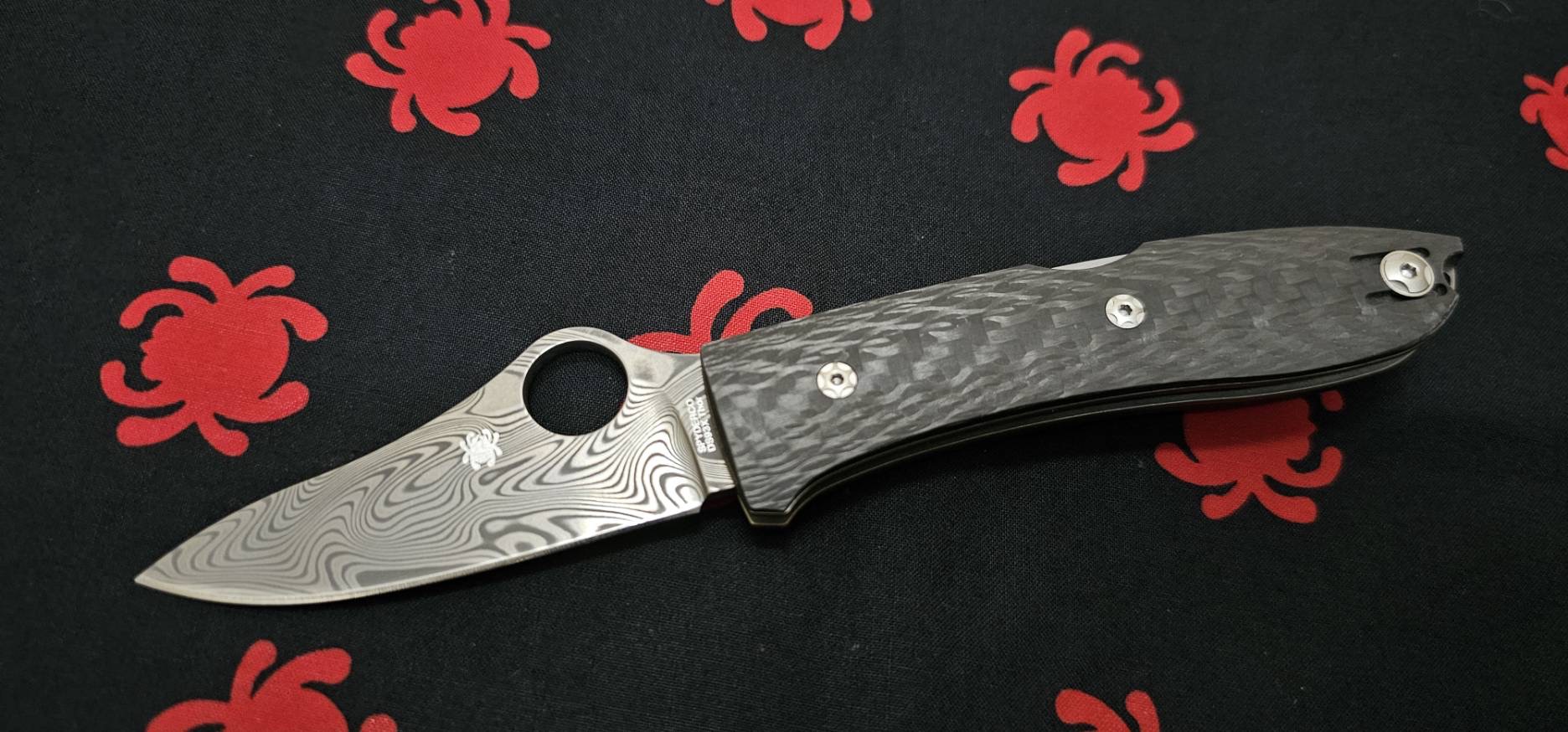 Spyderco Opera Lockback Knife Carbon Fiber (2.9" Damasteel)