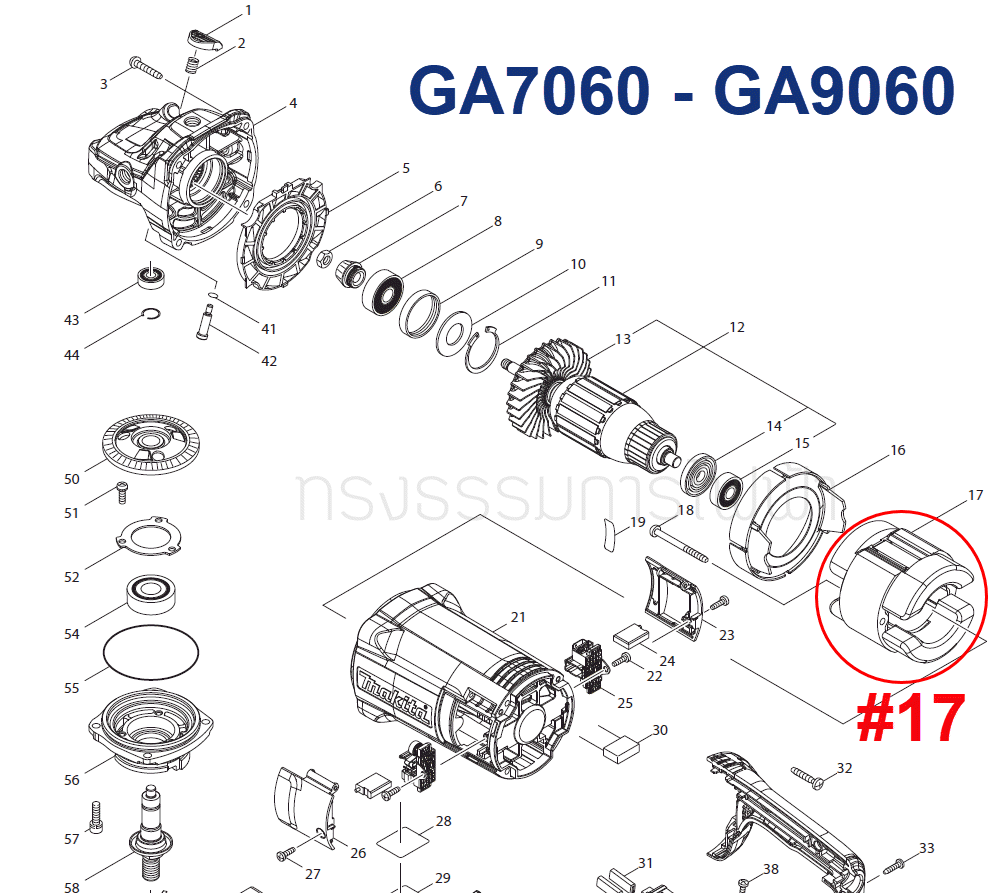ฟิลคอยล์ หินเจียร Makita มากีต้า รุ่น GA7060, GA9060 P/N.621778-8 (แท้) ##(*)
