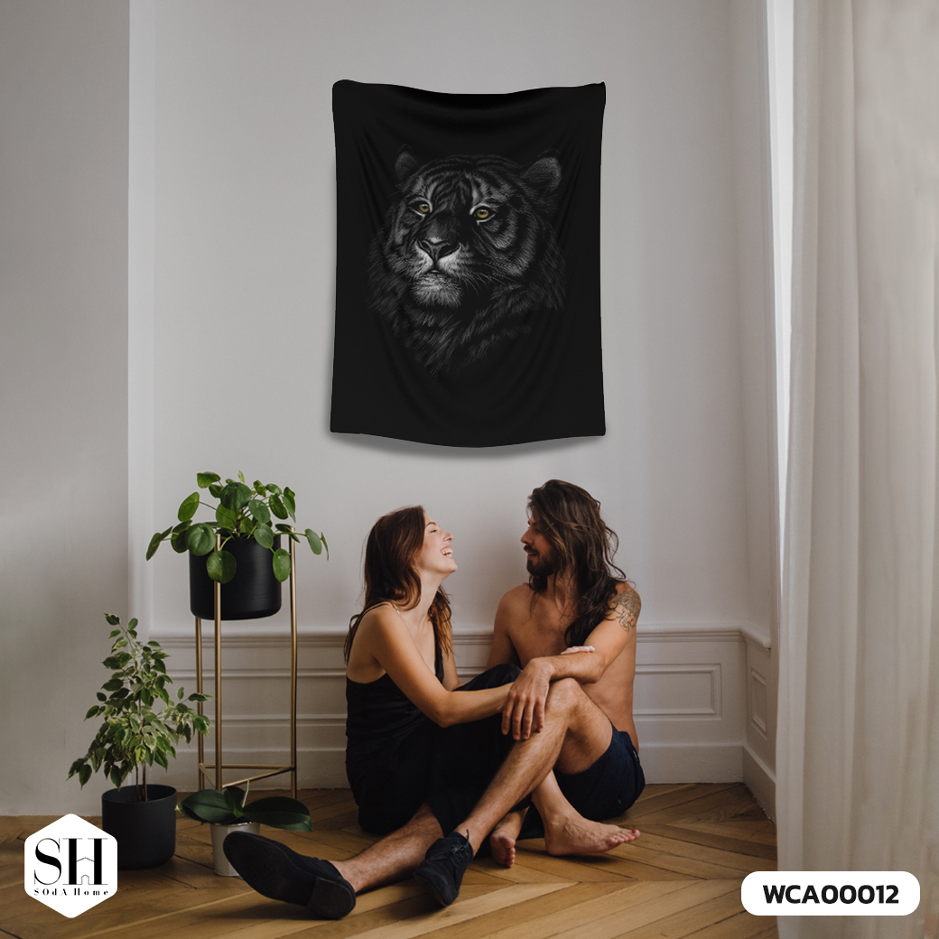 ผ้าติดผนัง ผ้าแขวนผนัง ผ้าตกแต่ง Tribal Tiger WCA00012 #SOdAhome #SOdAPrintinG #WallCloth