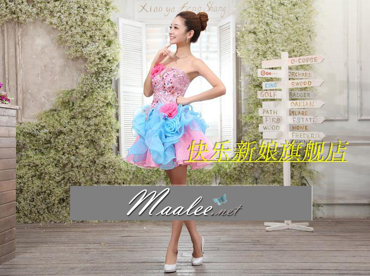 พร้อมเช่า ชุดแฟนซี เช่า 500 ชุดราตรีสั้น เกาะอกแต่งเลื่อมคริสตัสหรู กระโปรงผ้าแก้ว น่ารักฟรุ้งฟริ้ง