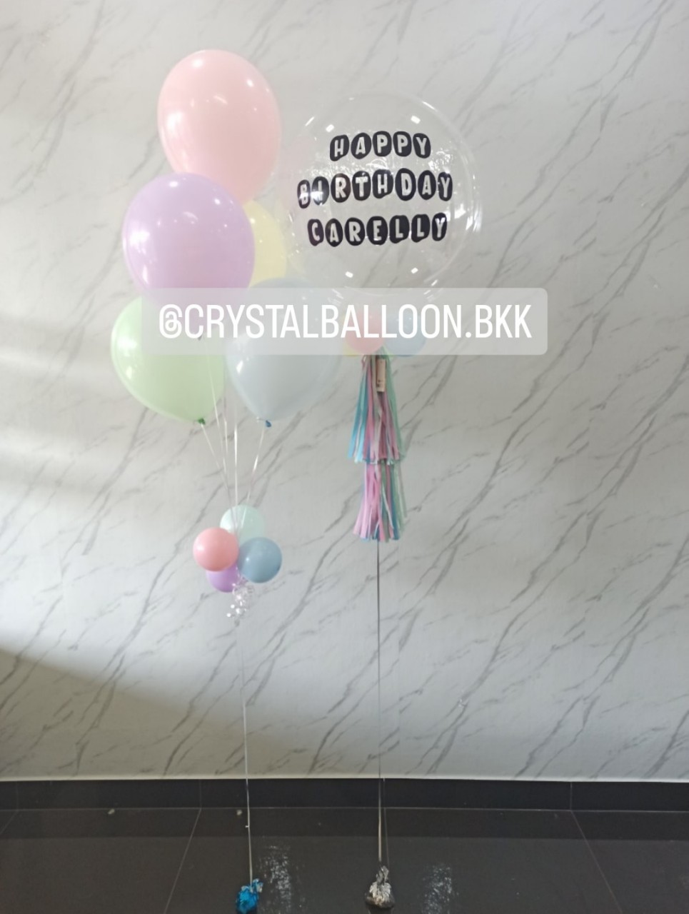 ลูกโป่ง วันเกิด Bubble ขนาด 24'' Theme สีพาสเทล พร้อมตกแต่ง ช่อลูกโป่ง 5 ลูก 1 ช่อ สามารถเปลี่ยนสีลูกโป่ง/เปลี่ยนข้อความ/เปลี่ยนขนาดได้