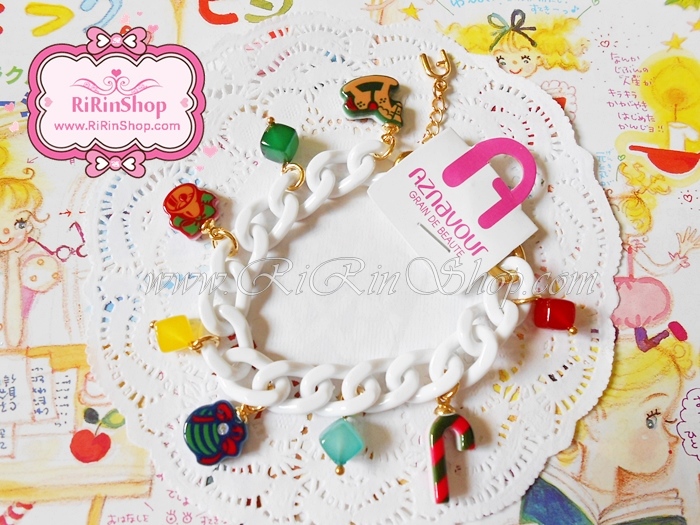Aznavour สร้อยข้อมือเซลลูโลสคริสต์มาส (White)