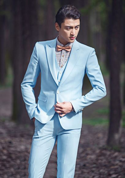 พร้อมเช่า ชุดสูทชาย สีฟ้า พร้อมเสื้อกั๊ก (เฉพาะไซส์ S)