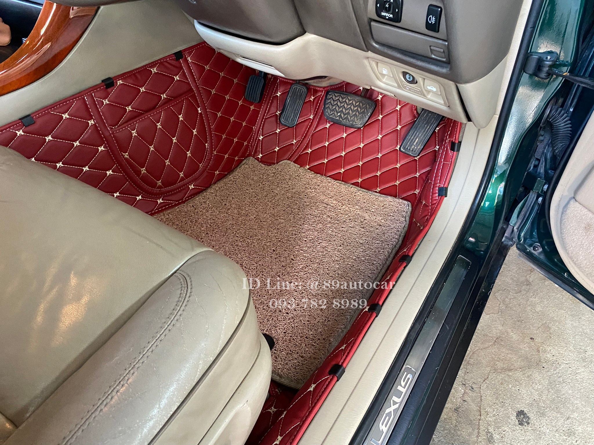 Lexus GS300 1990 ปูพรม7D สีแดงไวน์ + พรมดักฝุ่นสีครีม