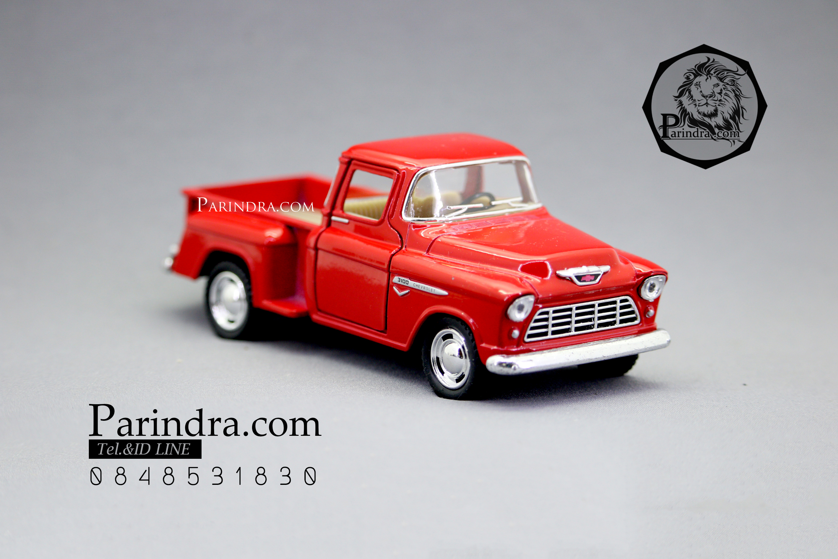 โมเดลรถเหล็กรถจำลอง CHEVROLET Chevy Stepside Pick-up 1955 สีแดง