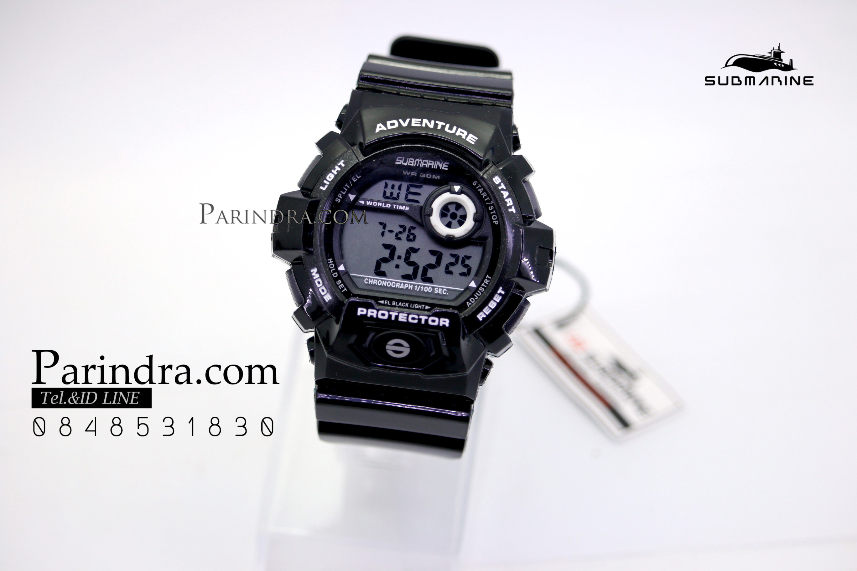 นาฬิกา US submarine TP1329M สีดำจอเทา ระบบดิจิตอล สายซิลิโคนผิวมัน