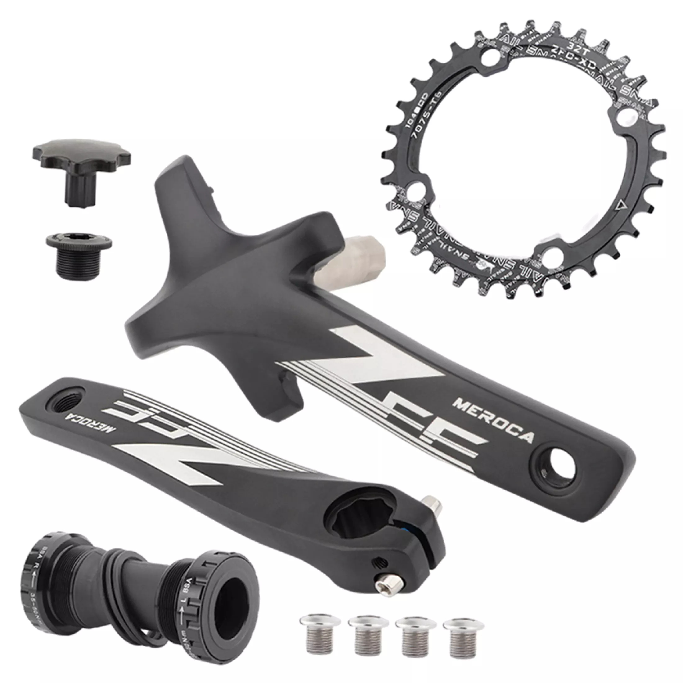MEROCA Crankset ,170mm BCD 104/64 w/Bottom Bracket Kit Replacement, 34T AND 36T