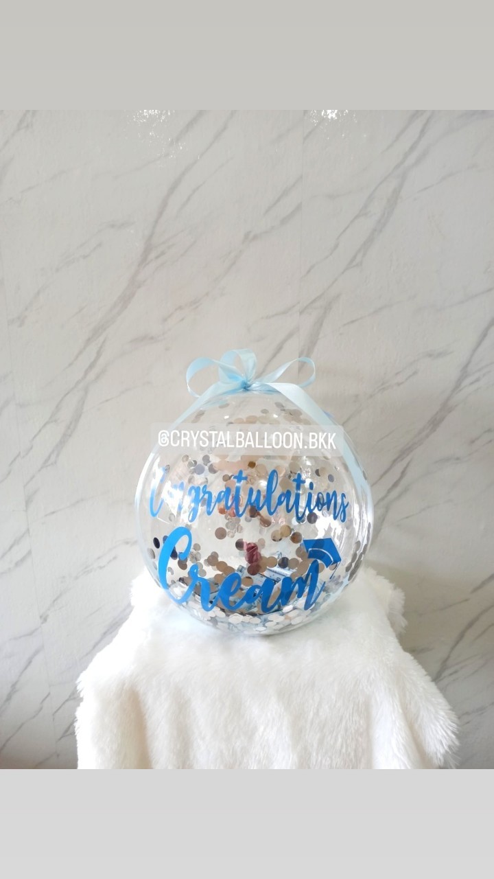 ลูกโป่ง เเสดงความยินดี Bubble ขนาด 18" พร้อมตกเเต่ง สามารถใส่เงินได้ 30 ใบ สามารถเปลี่ยนข้อความ/เปลี่ยนสีได้